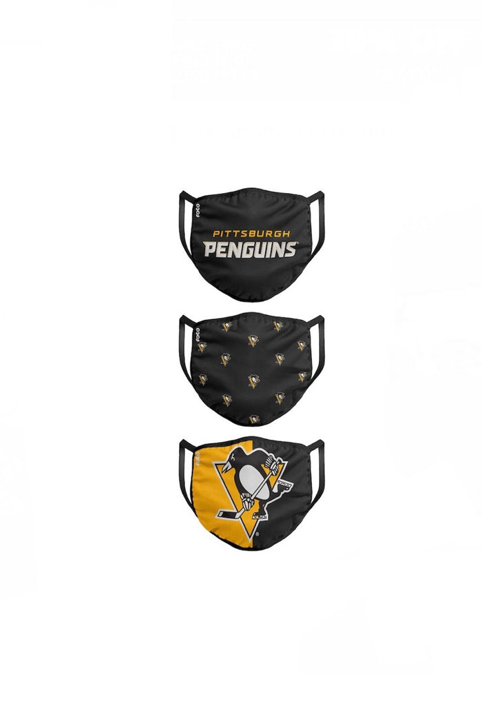 Youth Pittsburgh Penguins FOCO NHL Face Mask Covers 3 Pack