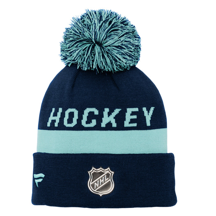 Youth Seattle Kraken Locker Room Beanie Cuff Knit Pom Toque