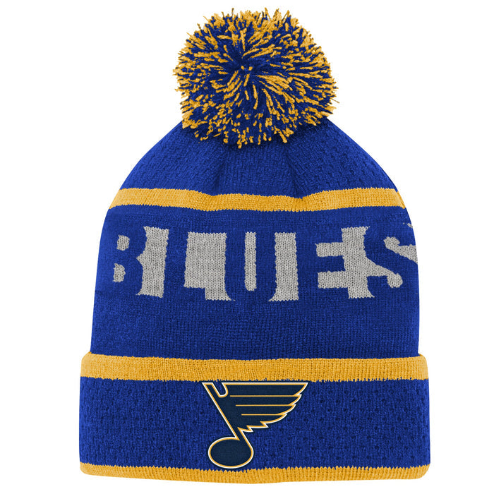 Youth St. Louis Blues Royal Breakaway Cuffed Knit Hat with Pom