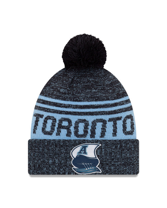Youth Toronto Argonauts New Era Sideline Cuffed Knit Hat with Pom - Navy