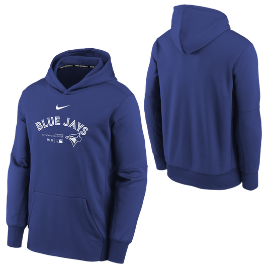 Youth Toronto Blue Jays 2024 Authentic Collection Rush Blue Therma Fleece Hoodie