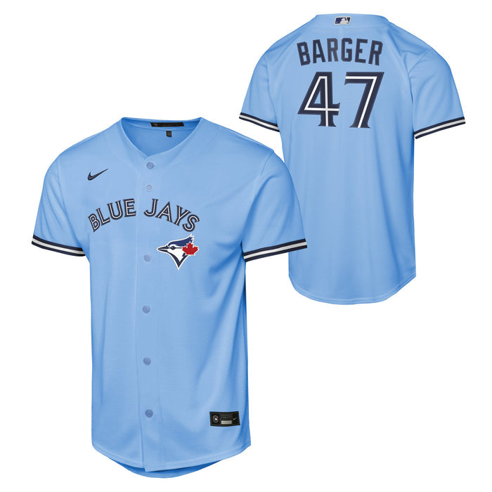 Youth Toronto Blue Jays Addison Barger #47 Powder Blue Baseline Jersey