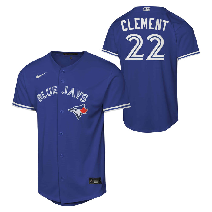 Youth Toronto Blue Jays Ernie Clement #22 Alternate 2 Blue Baseline Jersey