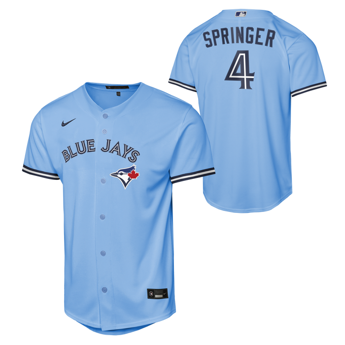 Youth Toronto Blue Jays George Springer #4 Powder Blue Baseline Jersey