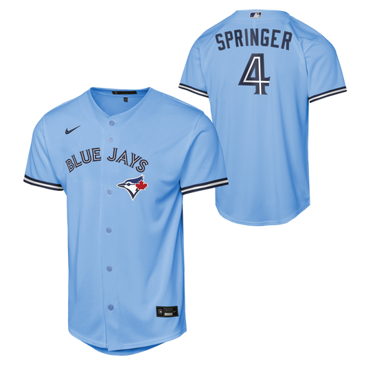 Youth Toronto Blue Jays George Springer #4 Powder Blue Baseline Jersey