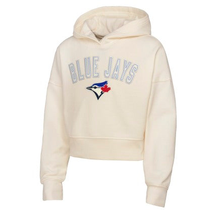 Youth Toronto Blue Jays Pullover Girls Cropped Hoodie - Cream/Blue