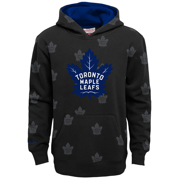 Youth Toronto Maple Leafs AOP Mitchell & Ness Pullover Fleece Hoodie