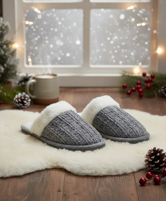 Cálidas y cómodas zapatillas de casa abiertas para mujer
